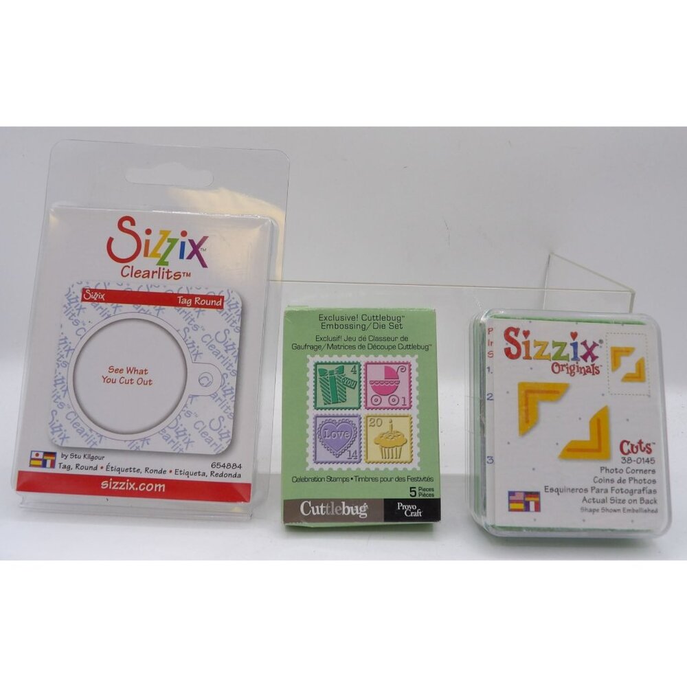Sizzix Clearlits & Originals and Cuttlebug Die Cuts Embossing Set of 3 For Craft